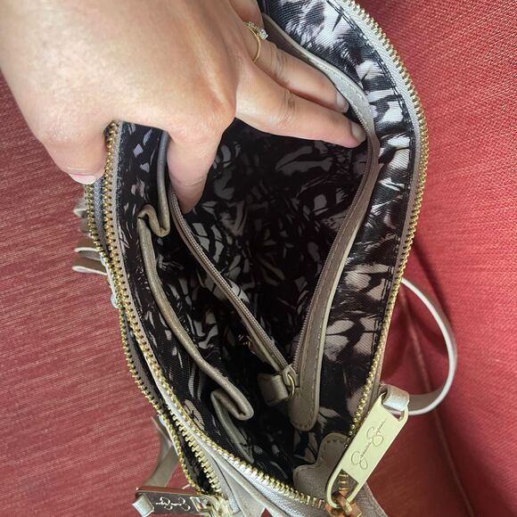 Jessica Simpson Tyra-Fringe Leather Purse Shoulder Crossbody Handbag - Picture 7 of 10